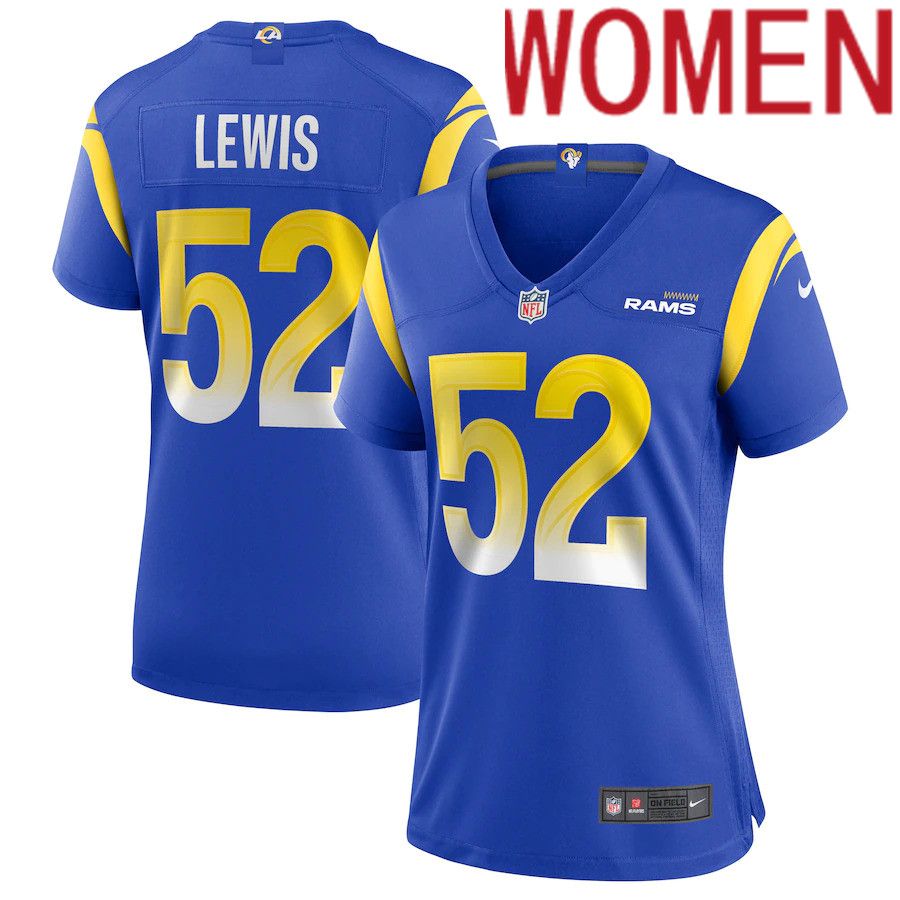 Women Los Angeles Rams 52 Terrell Lewis Nike Royal Game NFL Jersey